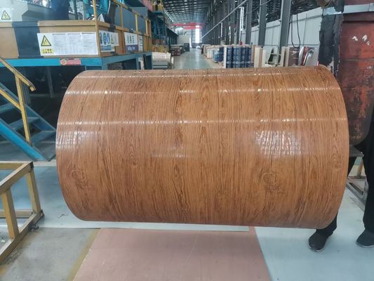Coil d'aluminium PVDF feuille de toit murale 3003H24 H26 Printech Coil de couleur Bois de grain 50 ans de garantie Coil revêtu de couleur