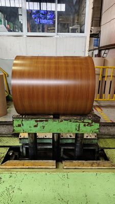 Couleur de noyer PPGL HDP Grain de bois 30 ans de garantie AZ165 Galvalume bobine en acier imprimé en couleur ASTM A755 A653M
